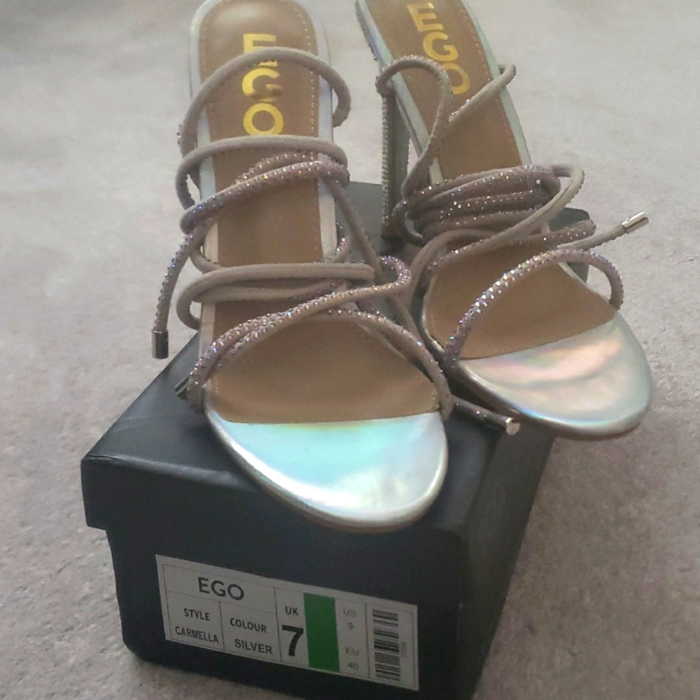 LACE UP silver heels